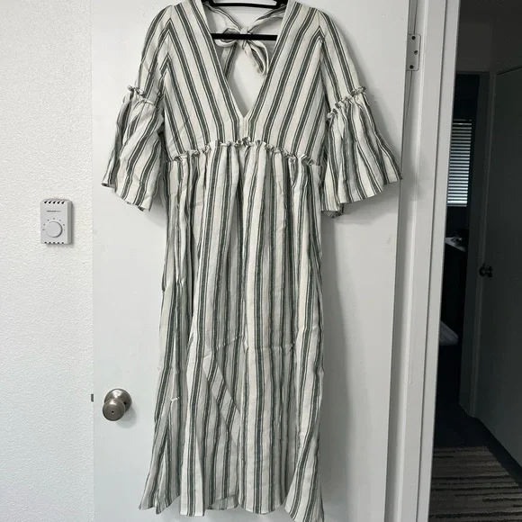 Three Graces London | Dresses | Three Graces London Georgiana Striped  Linenblend Dress In Green With Tags | Poshmark